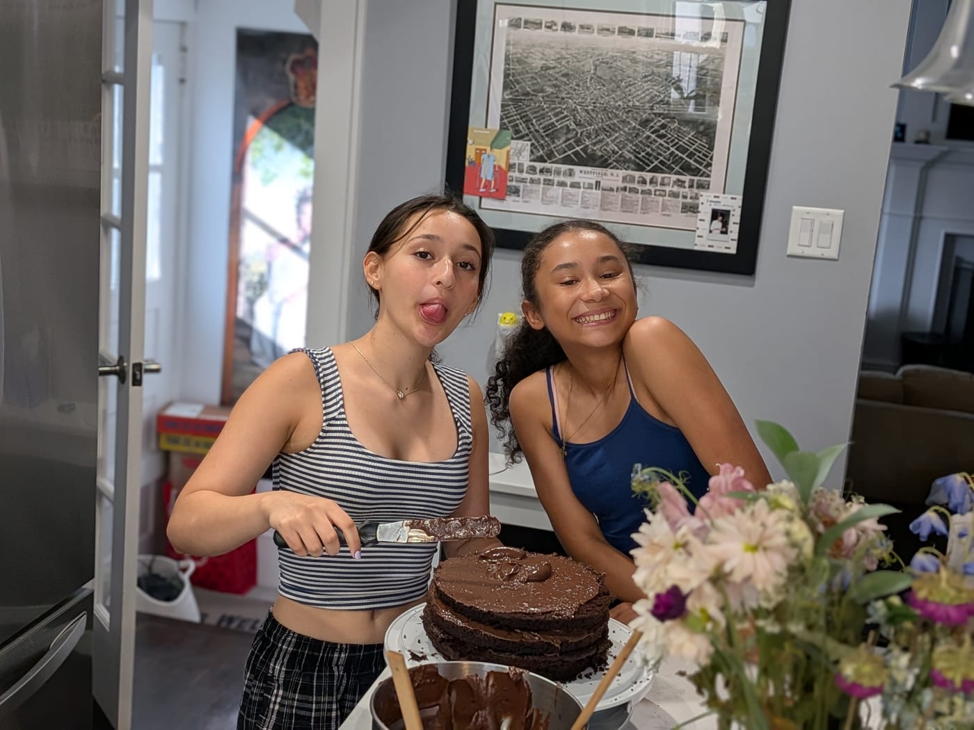 Lucy and friend with cake